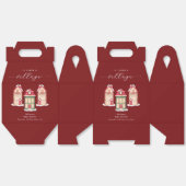 Red Cute Snow Gingerbread Village Baby Shower  フェイバーボックス (見開き)