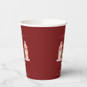 Red Cute Snow Gingerbread Village Baby Shower  紙コップ (左)