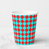 Red Cyan Checker Diamond Pattern 紙コップ (裏面)