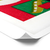 Red Czechoslovak Matchbox Labels Grid Print ポスター (角)