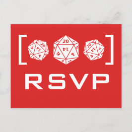 Red D20サイコロゲーマーRSVPポストカード インビテーションポストカード