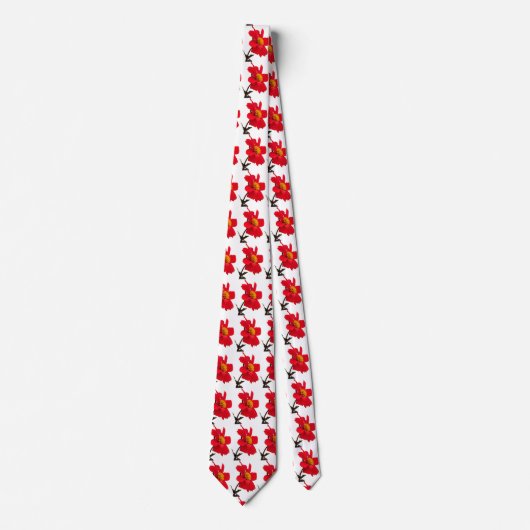 Red Dahlia Flower Tie ネクタイ (正面)
