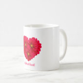 Red Dahlia Flowers Heart Sticker - A Floral Heart コーヒーマグカップ (正面右)