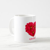 Red Dahlia Flowers Heart Sticker - A Floral Heart コーヒーマグカップ (正面左)
