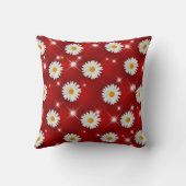 Red Daisy Floral Sparkle Throw Pillow クッション (裏面)