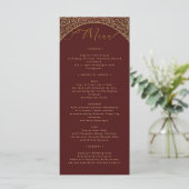 Red Damask Elegant Wedding Menu Card メニュー (スタンド正面)