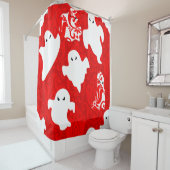 red damask ghost halloween paranormal apparition シャワーカーテン (インサイチュ)