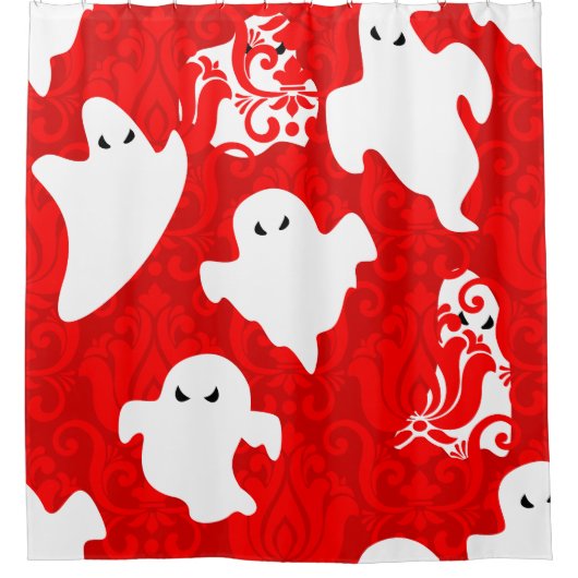 red damask ghost halloween paranormal apparition シャワーカーテン (正面)