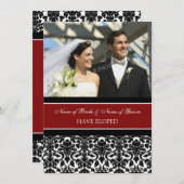 Red Damask Photo Elopementアナウンスカード 案内状 (正面/裏面)