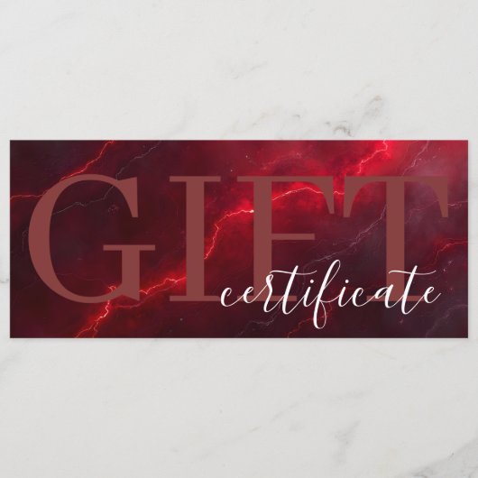 Red Dark Chic Bold Elegant Luxury Gift Certificate セーブザデート (正面)