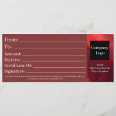 Red Dark Chic Bold Elegant Luxury Gift Certificate セーブザデート (裏面)