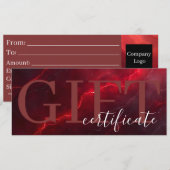 Red Dark Chic Bold Elegant Luxury Gift Certificate セーブザデート (正面/裏面)