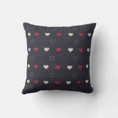 Red & dark Heart Seamless Pattern Cute Minimal クッション (裏面)