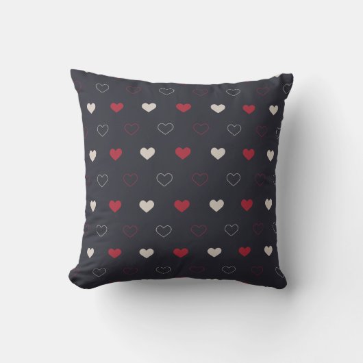 Red & dark Heart Seamless Pattern Cute Minimal クッション (正面)