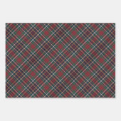 Red Dark Navy Blue Green Plaid Pattern Holiday ラッピングペーパーシート (正面2)