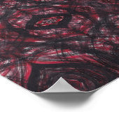 Red Dark Red Abstract Watercolor Art ポスター (角)