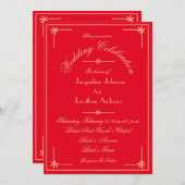 Red & Data All In One RSVP電子メールWebサイ結婚ト 招待状 (正面/裏面)