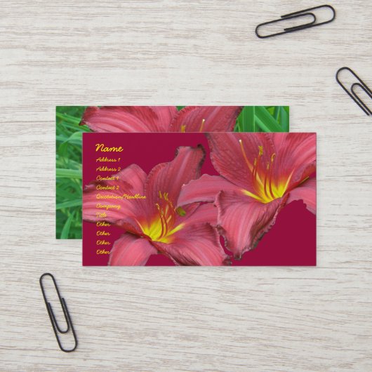 Red Daylily Coordining Items名刺 名刺 (正面/裏面インサイチュ)