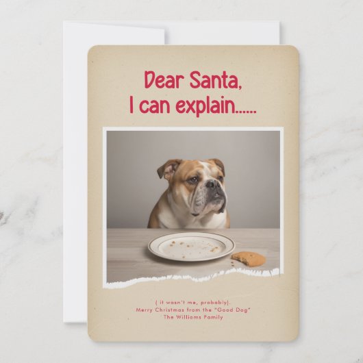 Red Dear Santa I Can Explain Funny Dog Christmas シーズンカード (正面)