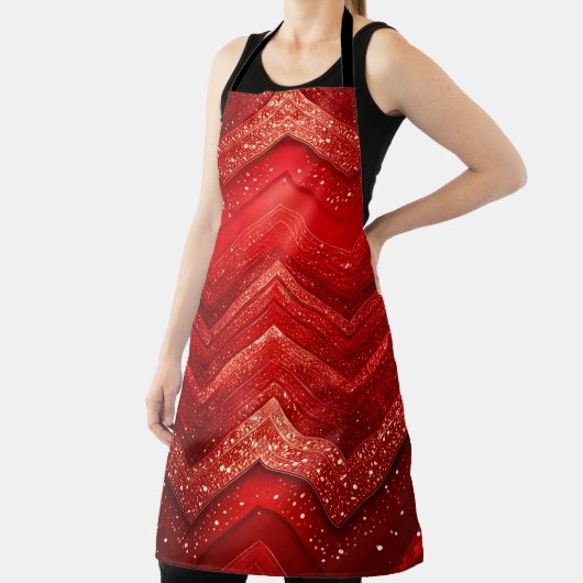 Red Decorative Christmas Glitter Holiday Apron エプロン (インサイチュ)