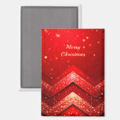 Red Decorative Christmas Glitter Holiday Magnet マグネット (正面/裏面)