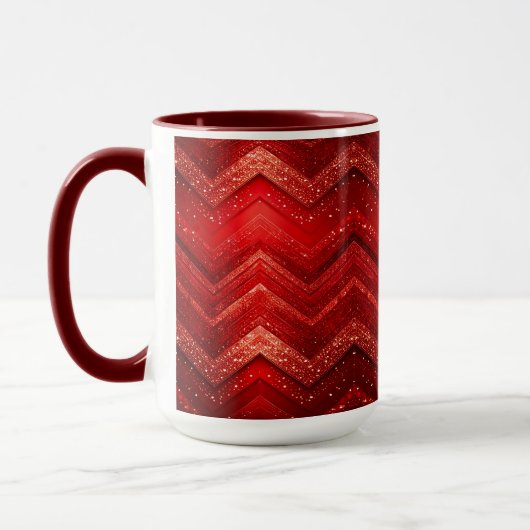 Red Decorative Christmas Glitter Holiday Mug マグカップ (左)