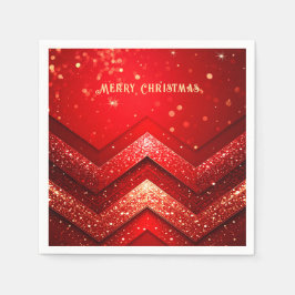 Red Decorative Christmas Glitter Holiday Napkin スタンダードカクテルナプキン