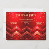 Red Decorative Christmas Glitter Holiday Party 招待状 (正面)