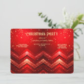 Red Decorative Christmas Glitter Holiday Party 招待状 (スタンド正面)