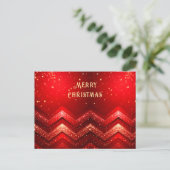Red Decorative Christmas Glitter Holiday Postcard ポストカード (スタンド正面)