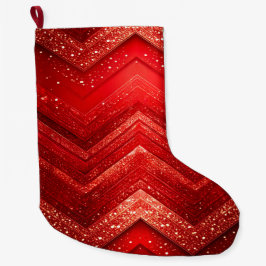Red Decorative Christmas Glitter Holiday Stocking ラージクリスマスストッキング