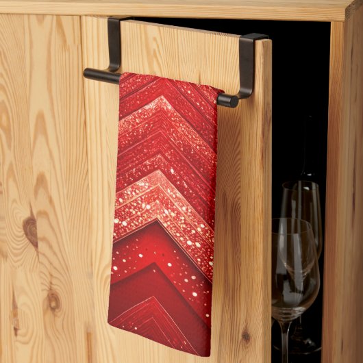 Red Decorative Christmas Holiday Kitchen Towel キッチンタオル (三つ折り)