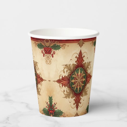 Red Decorative Christmas Holiday Paper Cups 紙コップ (裏面)