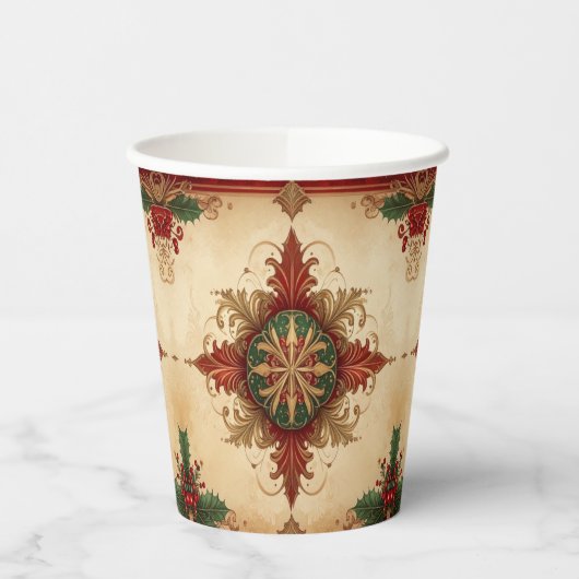 Red Decorative Christmas Holiday Paper Cups 紙コップ (左)