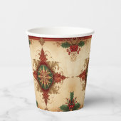 Red Decorative Christmas Holiday Paper Cups 紙コップ (正面)