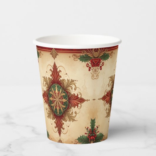 Red Decorative Christmas Holiday Paper Cups 紙コップ (正面)