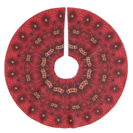 Red Decorative Christmas Holiday Tree Skirt ブラッシュドポリエステルツリースカート