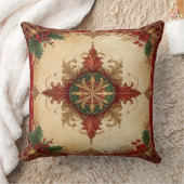 Red Decorative Christmas Throw Pillow クッション (ブランケット)