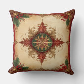 Red Decorative Christmas Throw Pillow クッション (正面)