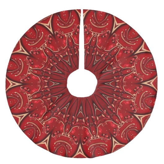 Red Decorative Christmas Tree Skirt ブラッシュドポリエステルツリースカート (正面)