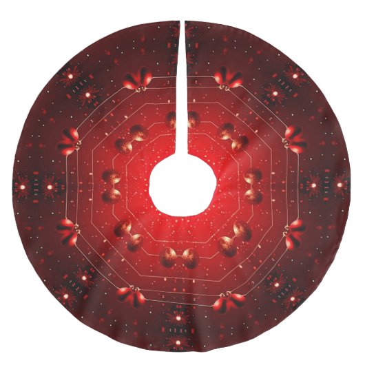 Red Decorative Christmas Tree Skirt ブラッシュドポリエステルツリースカート (正面)