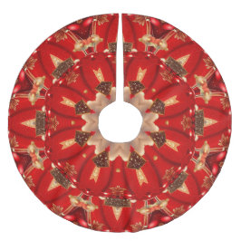 Red Decorative Christmas Tree Skirt ブラッシュドポリエステルツリースカート