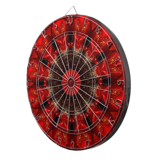 Red Decorative Floral Dartboard ダーツボード (正面右)
