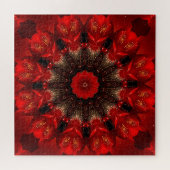 Red Decorative Floral Jigsaw Puzzle ジグソーパズル (横)