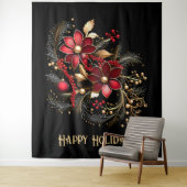 Red Decorative Flowers Holiday Backdrop タペストリー (インサイチュ)
