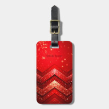 Red Decorative Glitter Luggage Tag