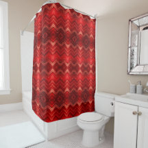 Red Decorative Glitter Shower Curtain