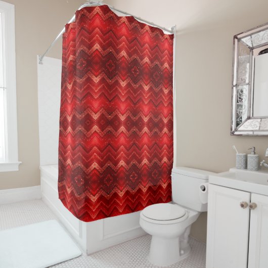 Red Decorative Glitter Shower Curtain シャワーカーテン (インサイチュ)