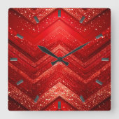 Red Decorative Glitter Wall Clock スクエア壁時計 (正面)
