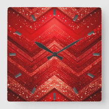 Red Decorative Glitter Wall Clock